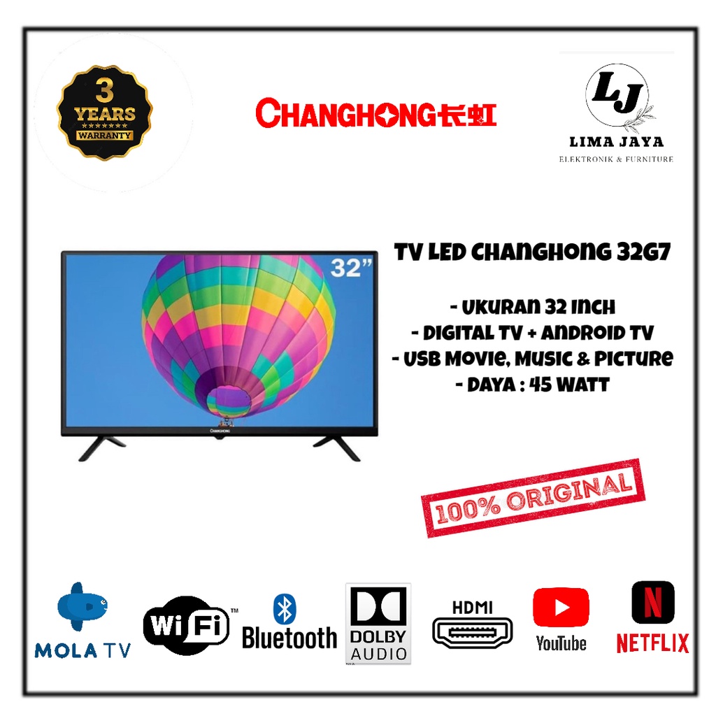 CHANGHONG LED TV 32G7 DIGITAL + ANDROID TV LED CHANGHONG 32 Inch