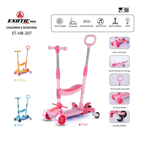 Skuter Otoped Anak Exotic Scooter HB-207 Ada Dudukan + Stir