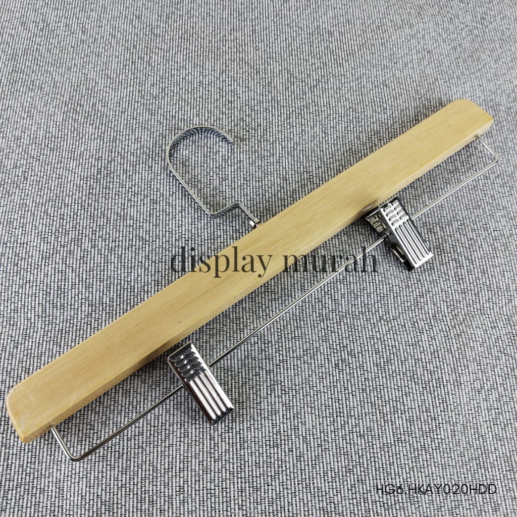 Hanger kayu natural cantelan silver Gantungan Baju Korea Hanger Kayu Jepit / Hanger Kayu Baju Hanger Distro -BH