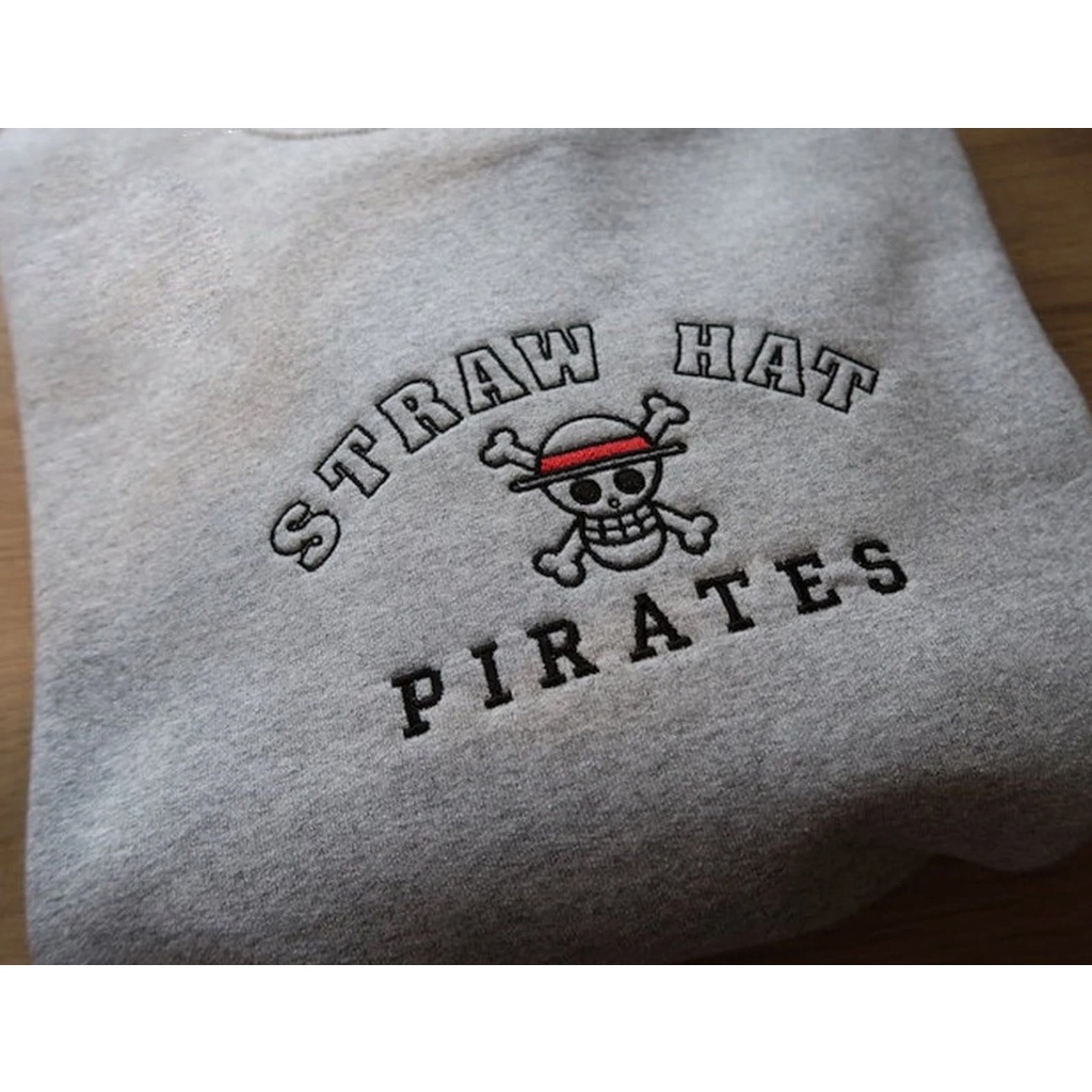 Hoodie StrawHat Pirates Embroidery Anime Manga One Piece Premium Unisex