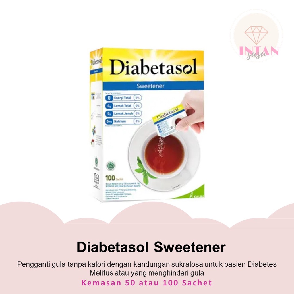 

Diabetasol Sweetener isi 50 atau 100 Sachet