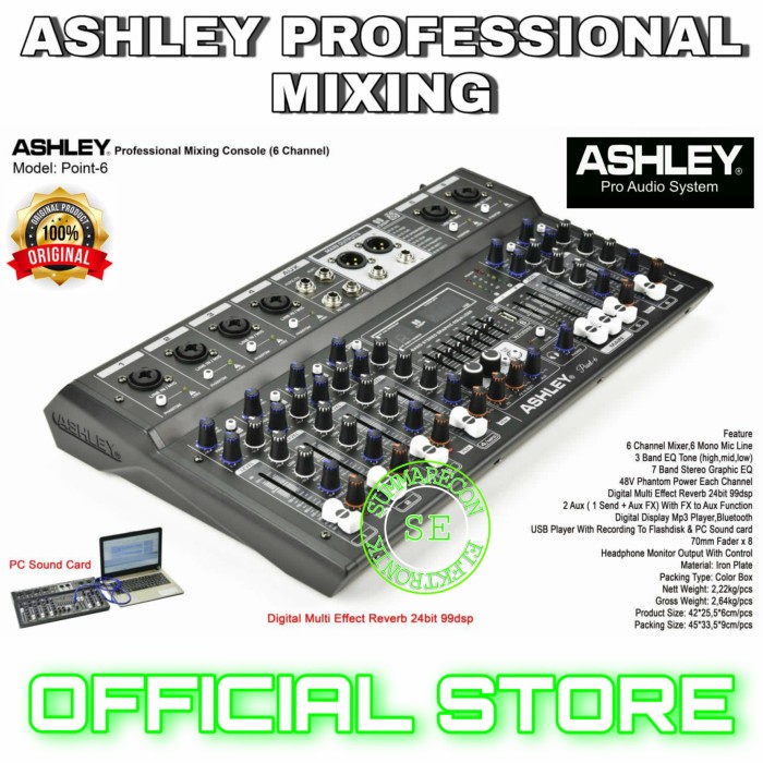 mixer 6 channel ashley original ashley point 6 bluetooth usb recording