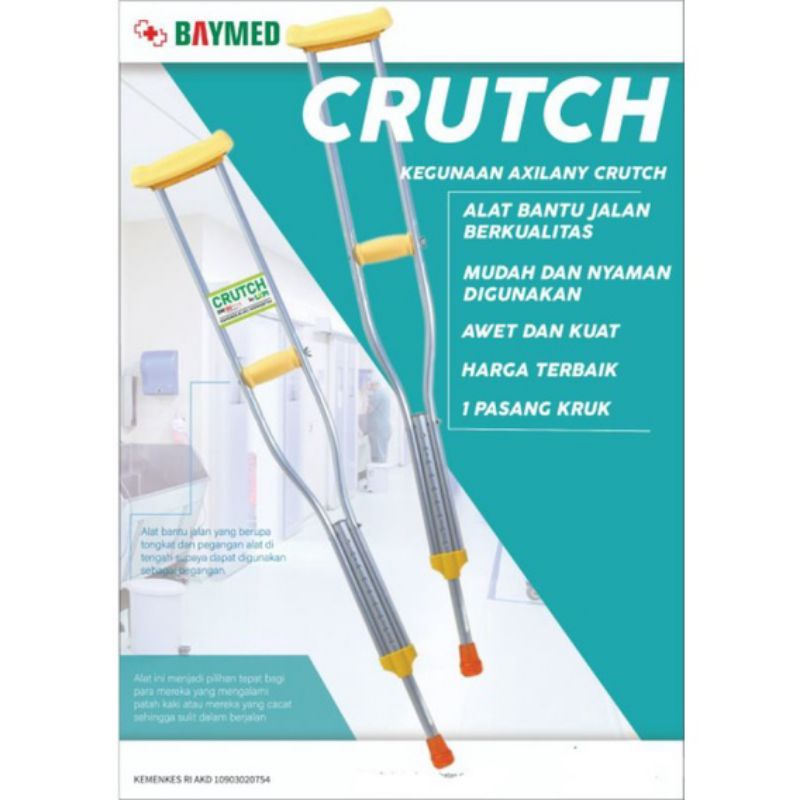 BAYMED CRUTCH/ TONGKAT KETIAK UKURAN M 1PASANG/ TONGKAT