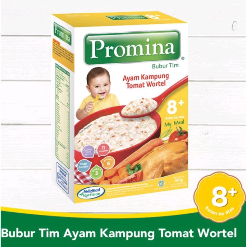 Jual Promina Bubur Tim 8+ Ayam Kampung Tomat Wortel 100 Gram | Shopee ...