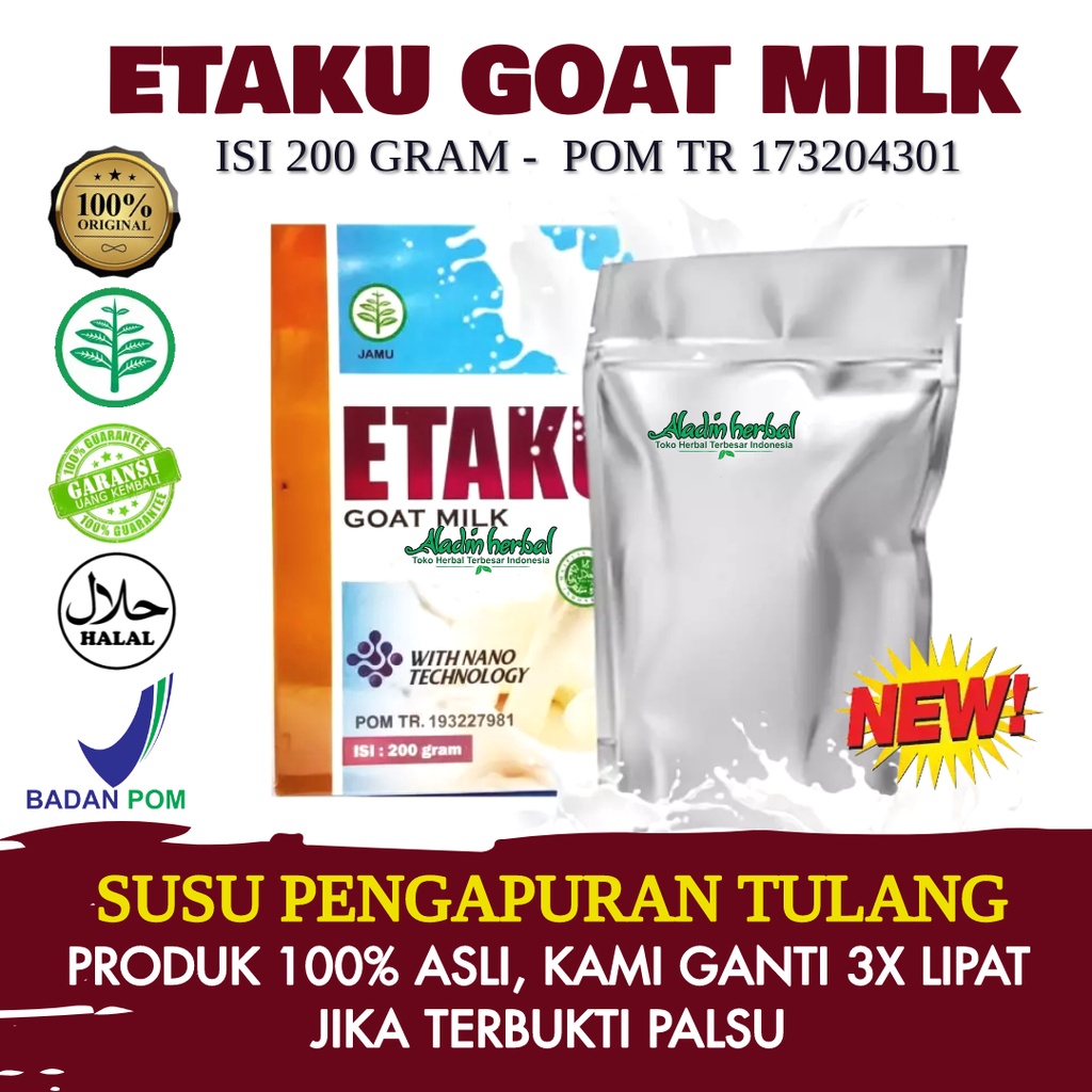 

Susu Tinggi Kalsium - Susu Pengapuran Tulang Sendi dan Lutut Neuropati Perifer Dengan Etaku Goat Milk 100% ASLI