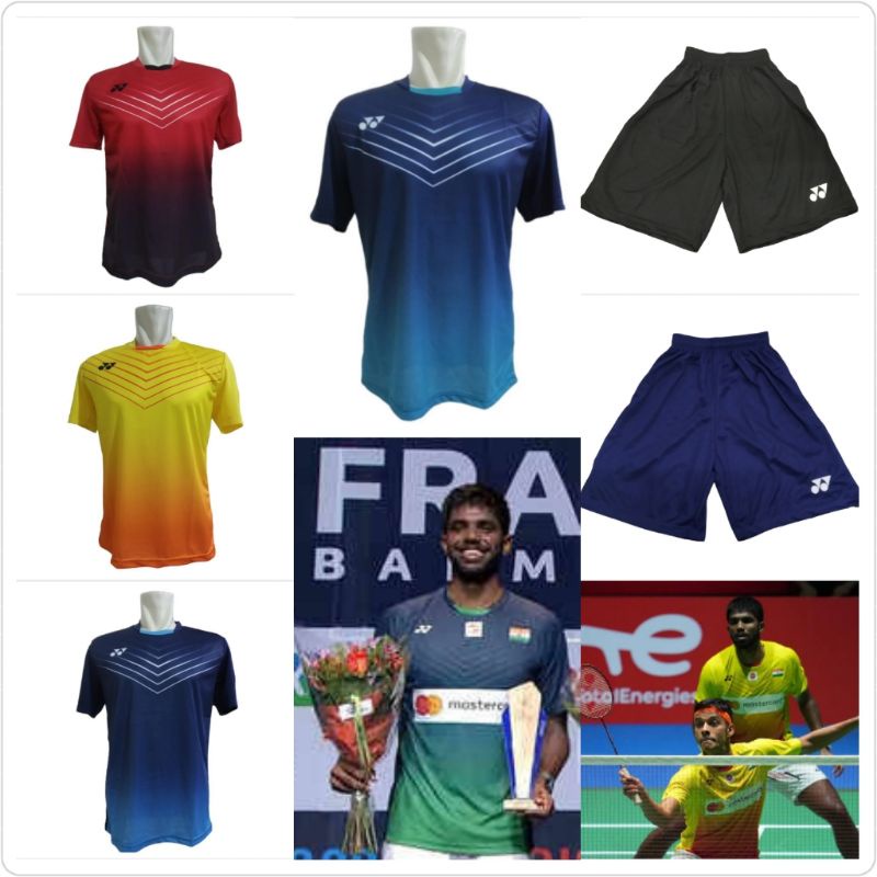 Kaos Badminton Baju Bulutangkis Ganda Putra India Y275 / Baju dan Celana Badminton / Pakaian Olahraga Dewasa / Atasan Celana Bulutangkis