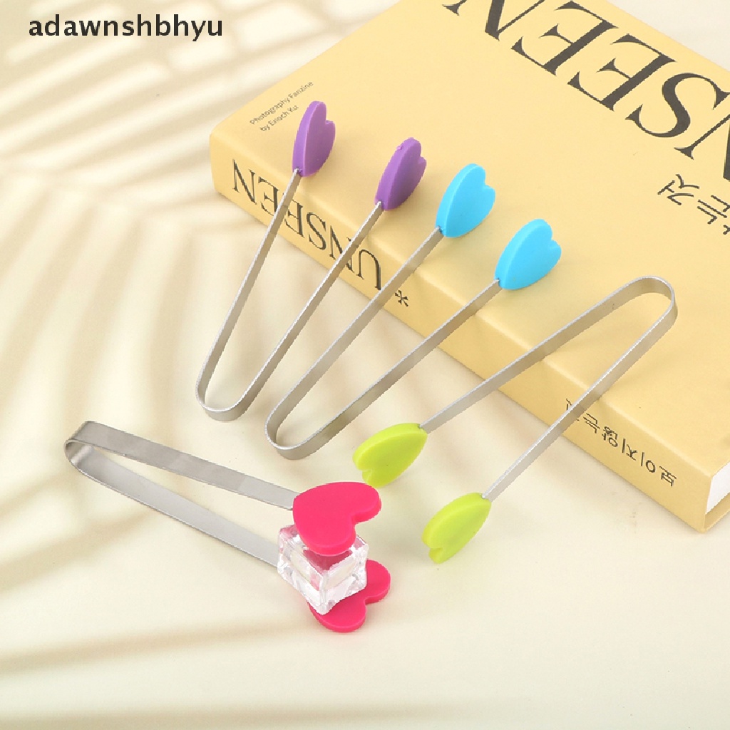 Adawnshbhyu 1Pc Penjepit Makanan Silikon Berbentuk Hati Stainless Steel Non-slip Ice Candy FoodClip ID