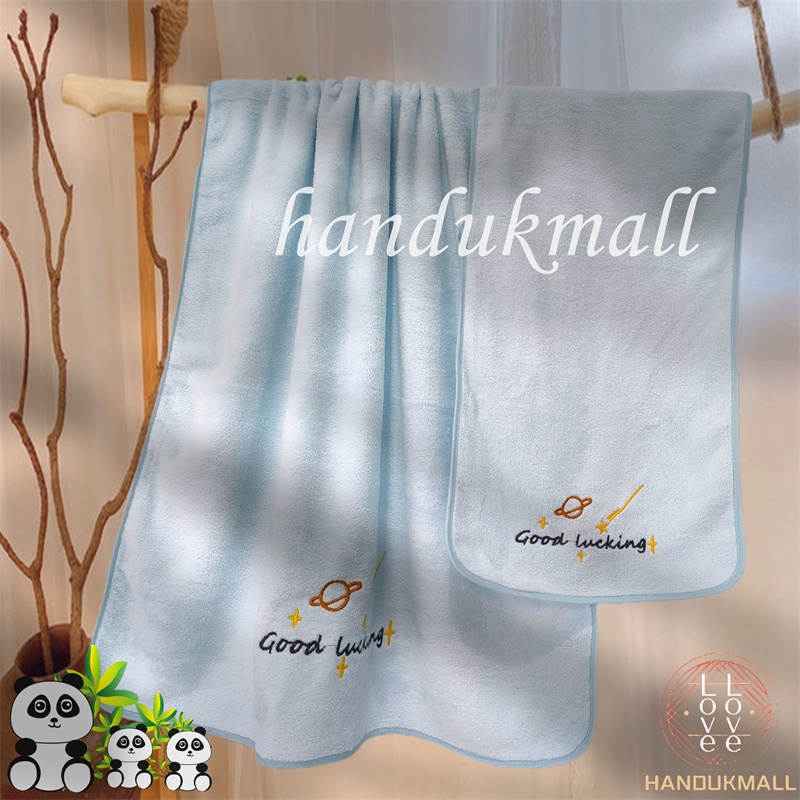 Handukmall Handuk Set 2 pcs Handuk Mandi Wajah Dewasa Unisex Microfiber Lembut Kado Hampers Goodlucking