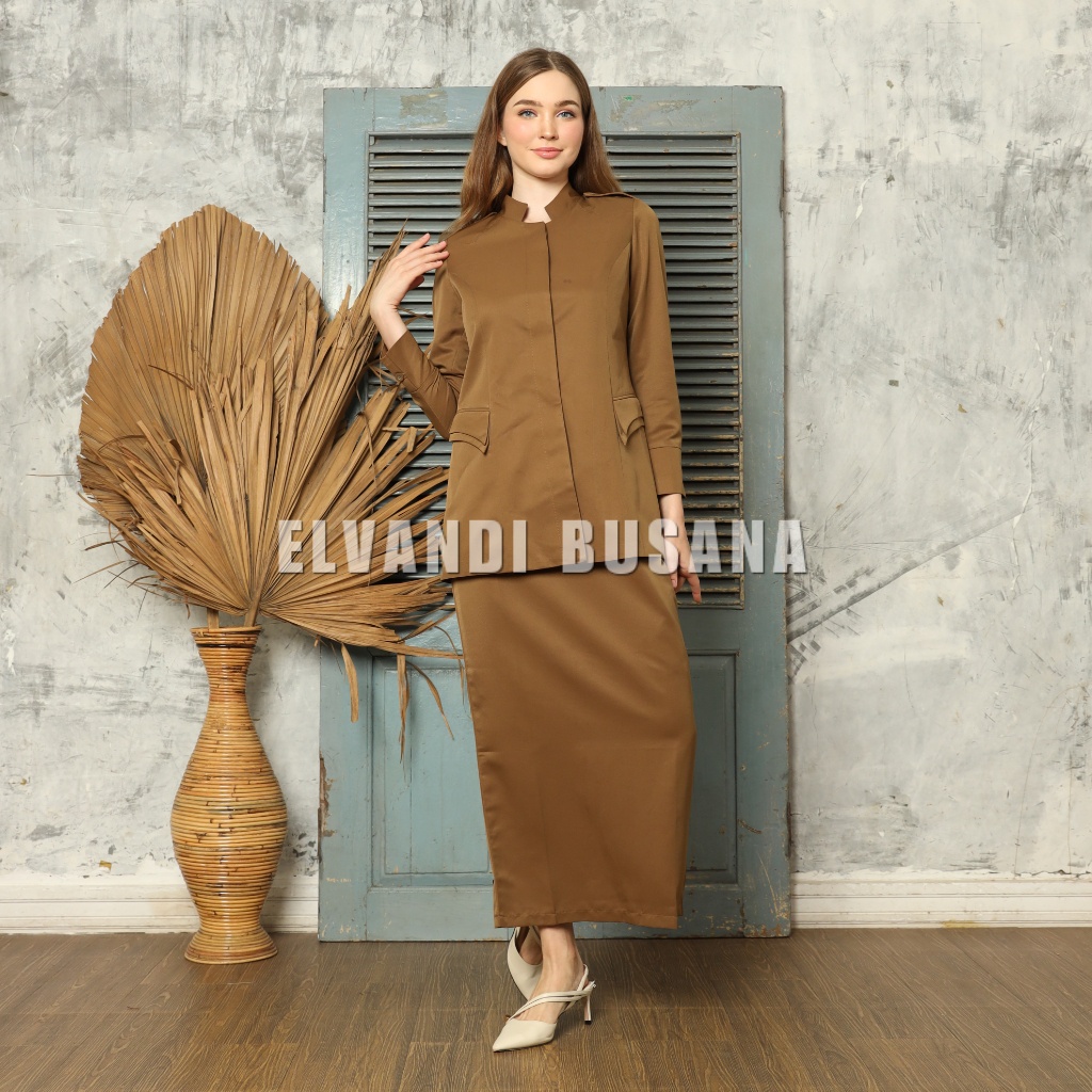 SETELAN JAS WANITA B&amp;V LYNELLE / SERAGAM KERJA BLAZER WANITA / SERAGAM GURU / SETELAN BAJU GURU WANITA - 6609 KHAKI TUA