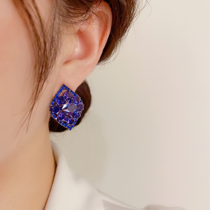 Korea Berlian Imitasi Geometris Berlian Niche Fashion Retro Temperamen Anting High-End