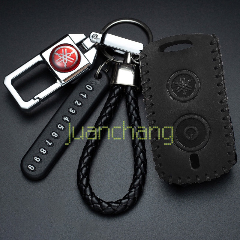 Leather Key Cover Untuk YAMAHA Nmax AEROX V2 2020/AEROX S/Xmax NVX155 QBIX AEROX JAUNS XMAX300 Sarung Kunci Kulit Motor case remote Holder keychain