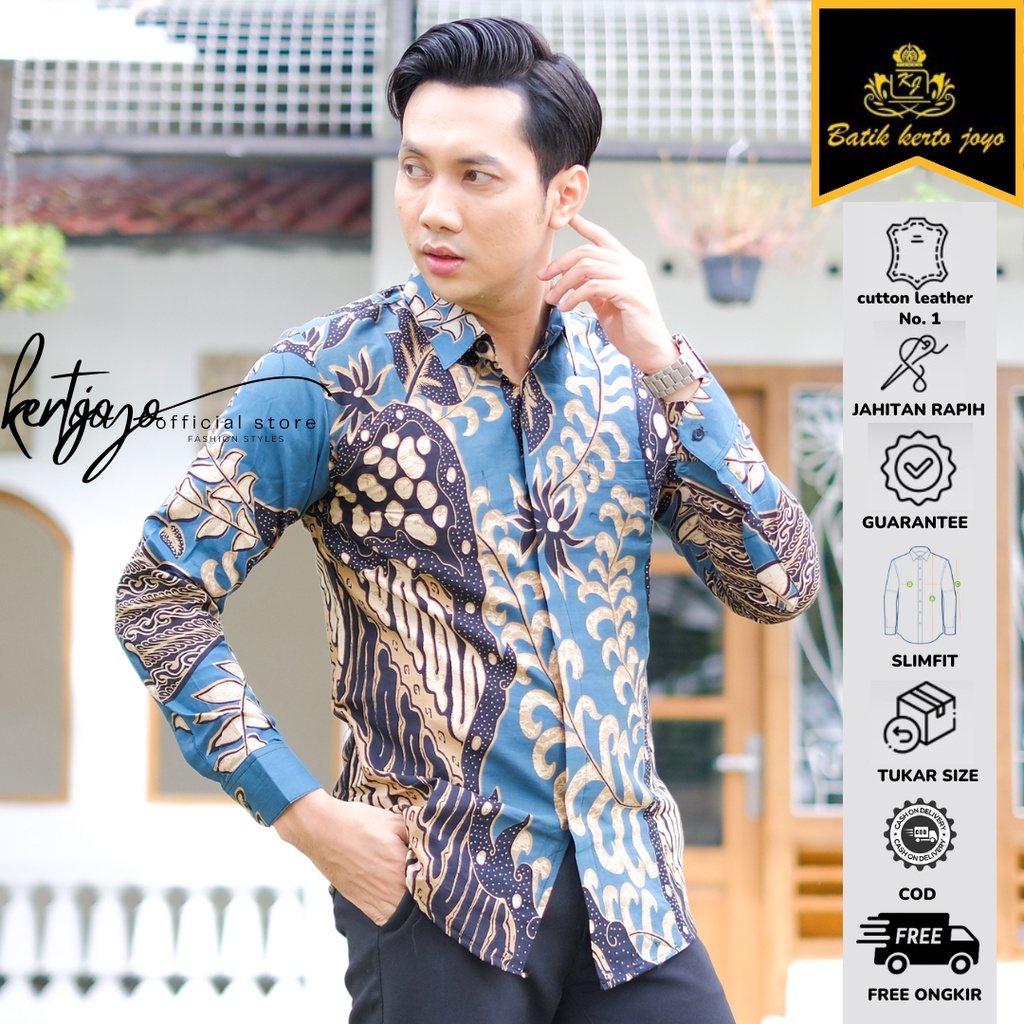 Baju Batik Pria Lengan Panjang Slimfit Modern premium kemeja batik pria lengan panjang katon primisima batik kertojoyo KJ035 kemeja batik pria lengan panjang full furing batik alisan pria Kemeja batik slimfit pria premium PRABUSENO LASKALA AKSA ADINATA