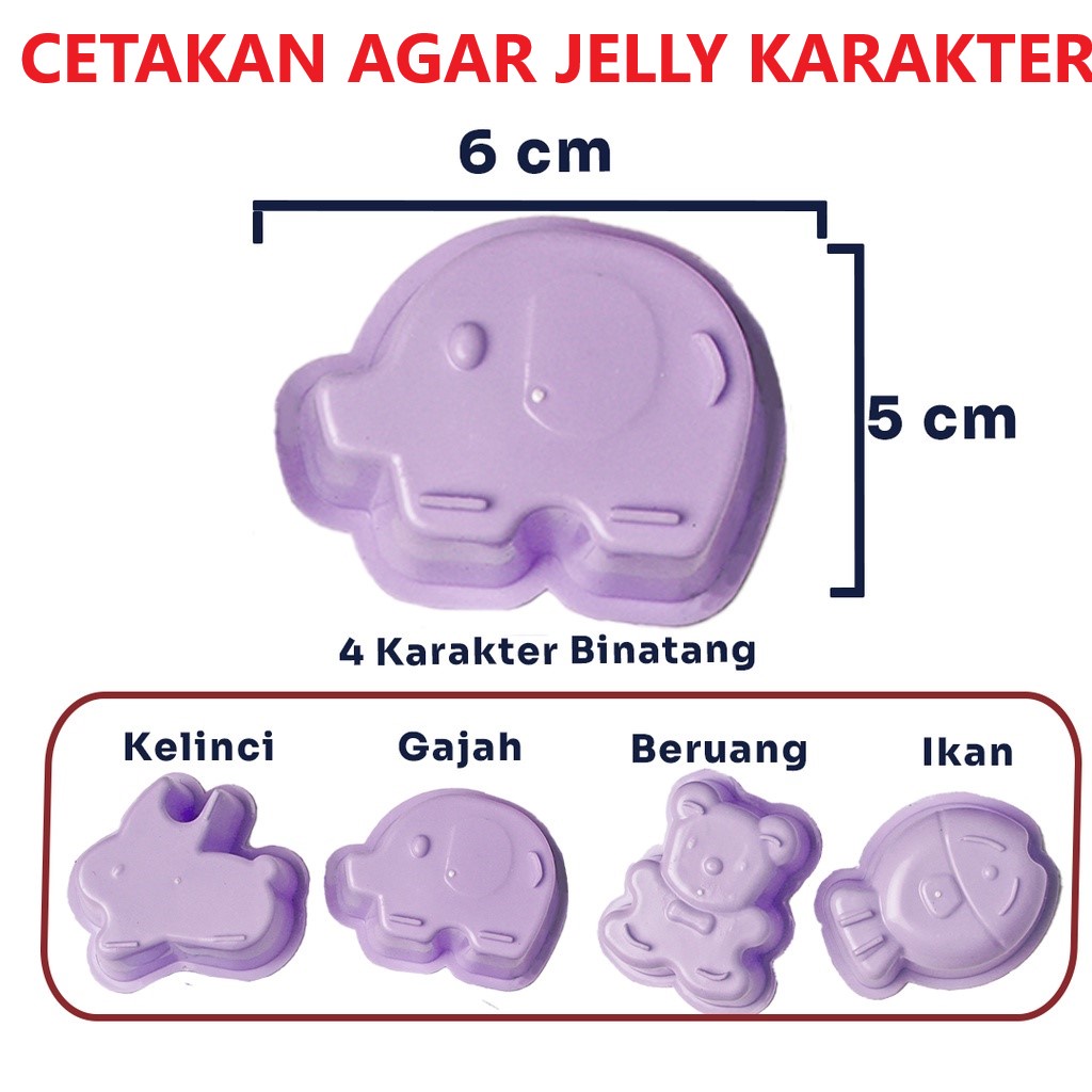 CETAKAN AGAR JELLY KUE KARAKTER KELINCI GAJAH BERUANG IKAN - CAMPUR - RANDOM