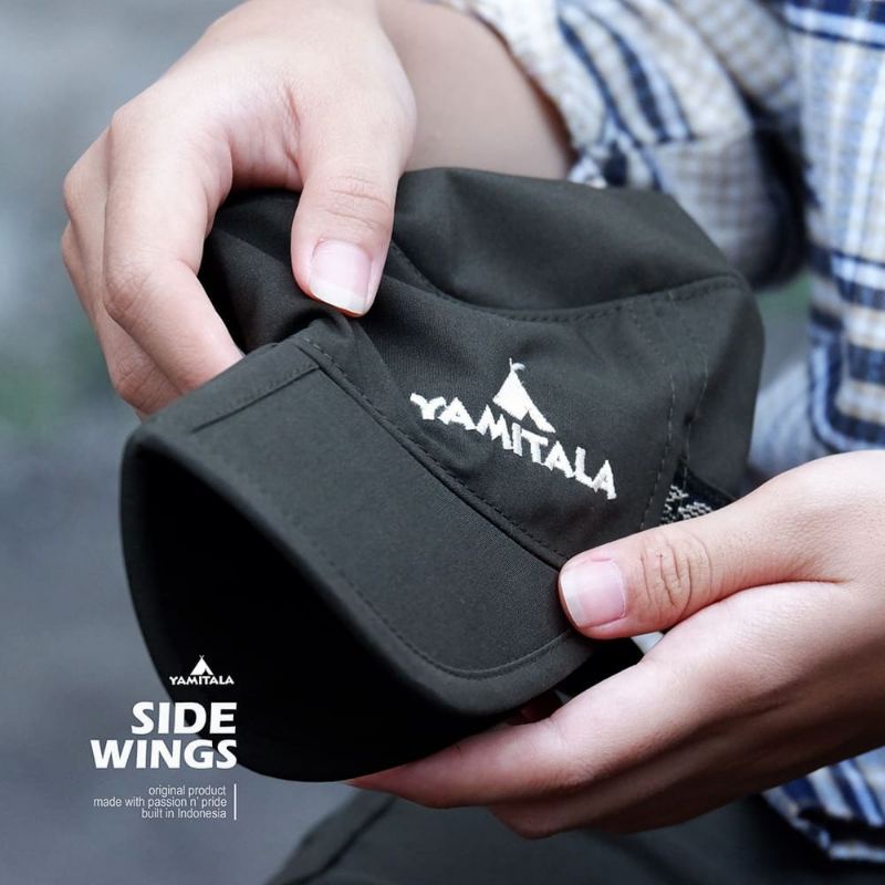 Topi Komando Yamitala Side Wings Khaki Army Black Material Taslan Quickdry Cocok Untuk Di Lapangan Adventure Outdoor Tactical Mendaki Gunung Thomgear