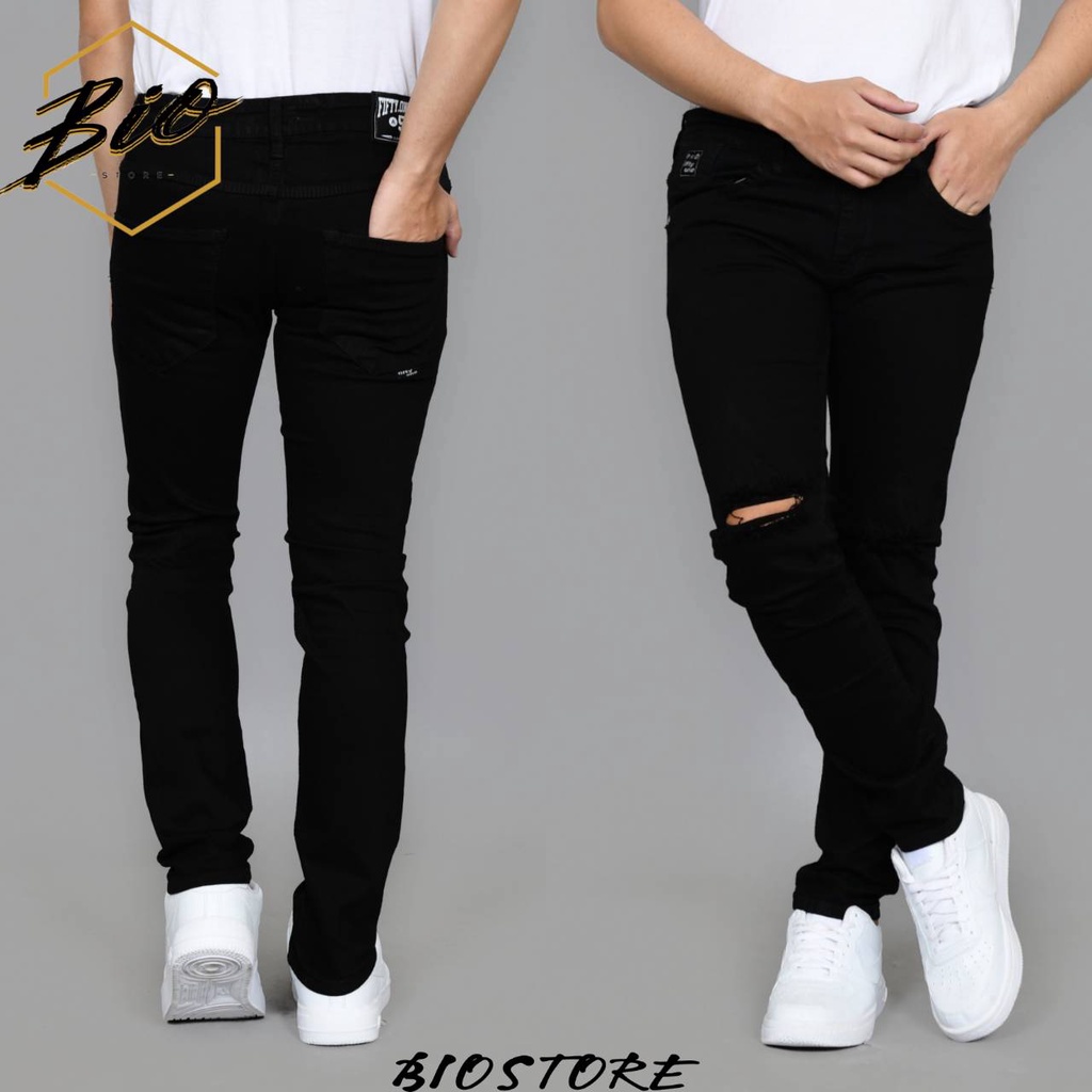 Celana Jeans Sobek Pria Celana Ripped Jeans Fifty One Original Celana Jeans Pria Hitam Sobek Skinny
