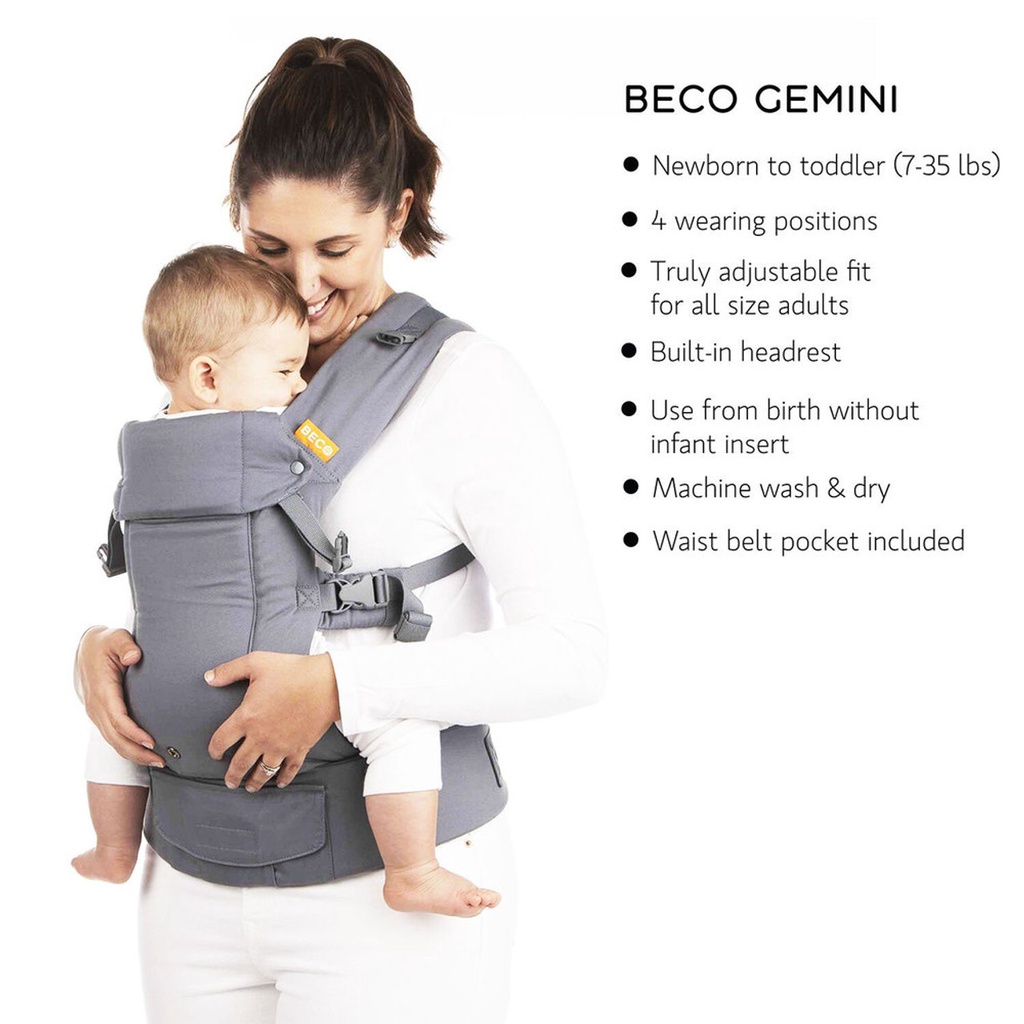 Beco Gemini Baby Carrier - Grey | Gendongan Bayi