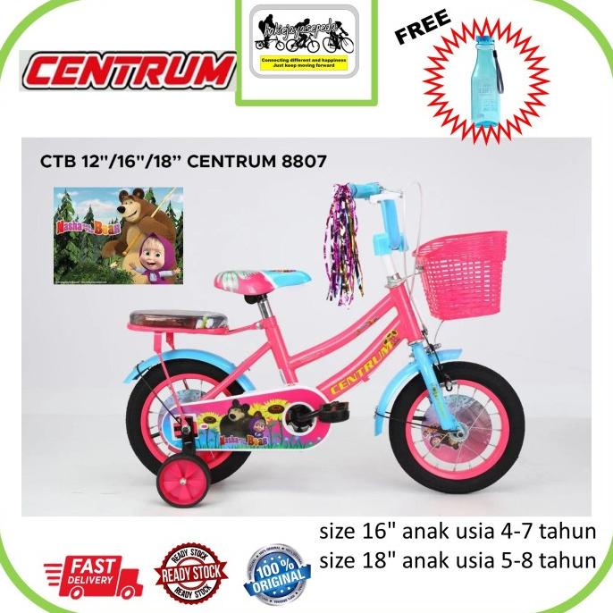 Sepeda Anak Mini 16 18 Inc Marsha And The Bear Centrum 8807 (5-8Tahun) #Original