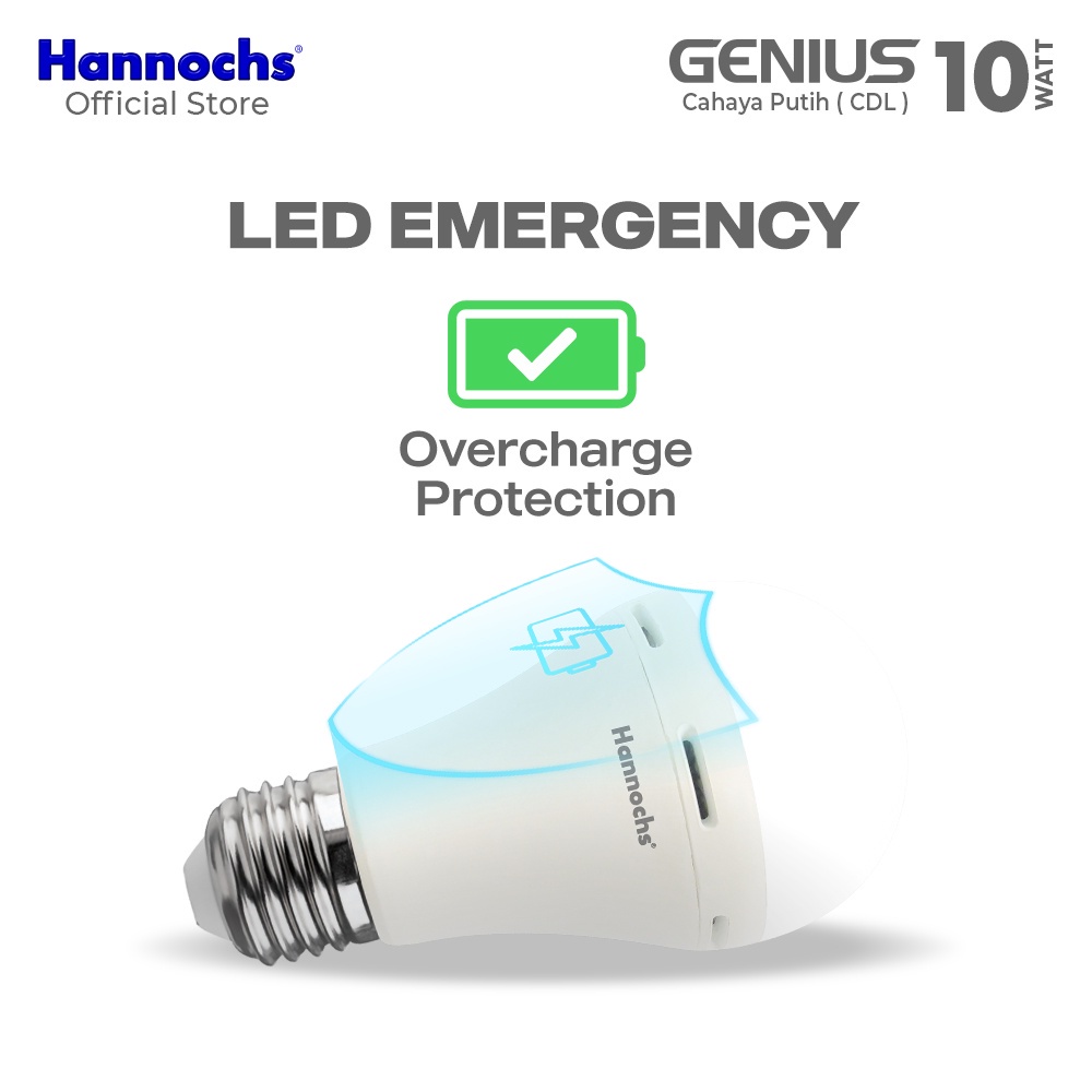 Hannochs Lampu Emergency Led AC/DC Genius 10 watt cahaya Putih