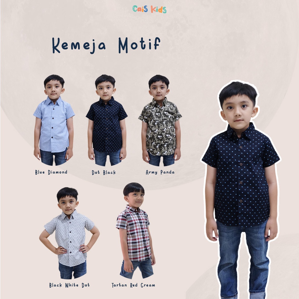 CaisKids Kemeja Anak Lengan Pendek Motif Bahan Katun