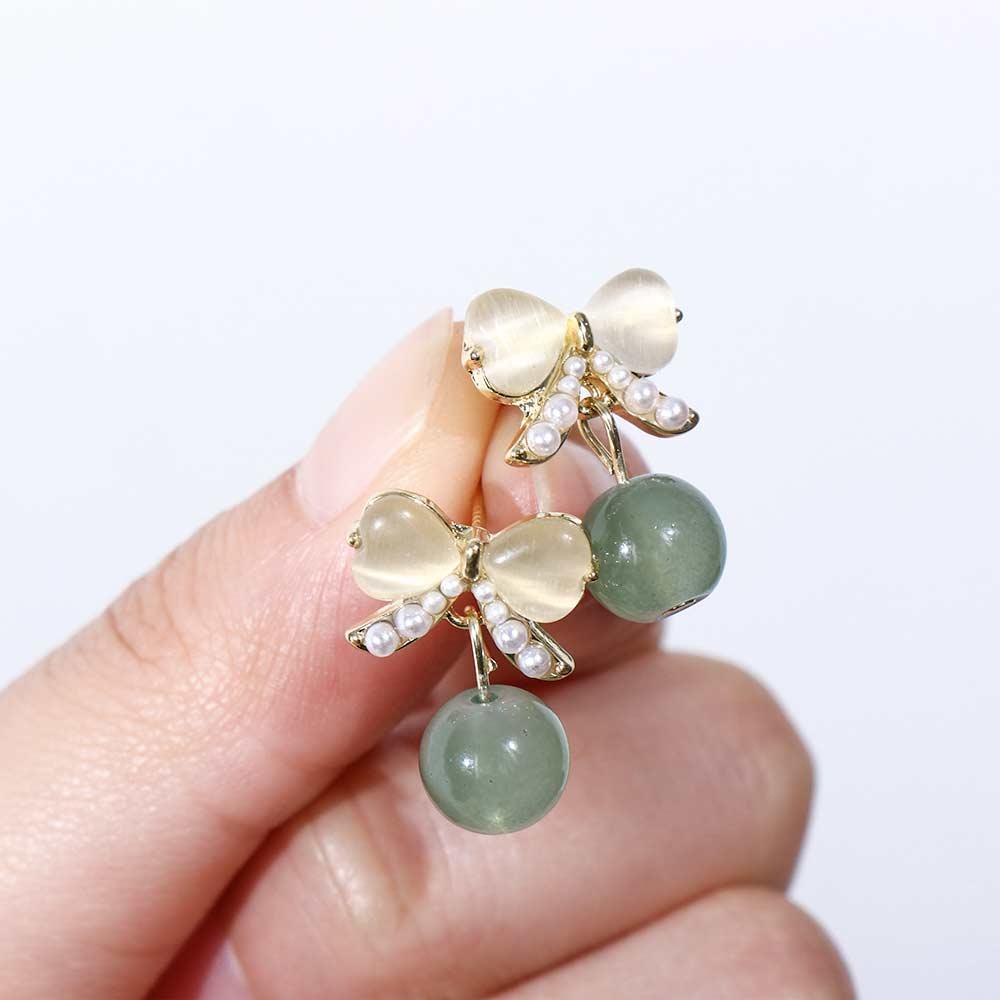 Anting Pejantan Mutiara Agustinina Temperamen Trendi Wanita Giok Indah Alloy Anting Gaya Korea