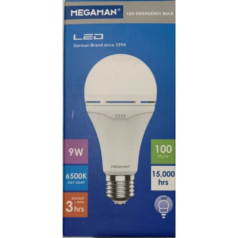 Lampu Emergency Bohlam LED MEGAMAN Putih 9W 12W