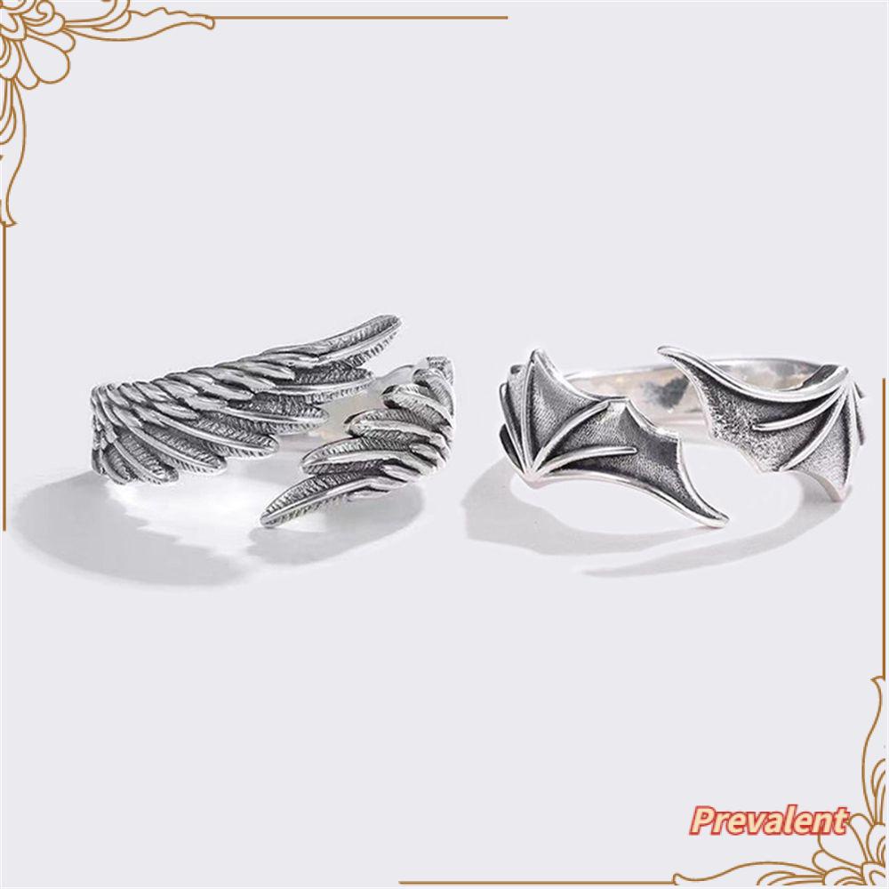 Preva Malaikat Sayap Setan Perhiasan Fashion Cincin Terbuka Punk Gothic Romantis Dapat Disesuaikan