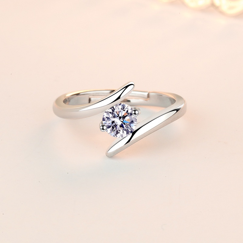 Moissanite Cincin Roda Fate Wanita 50titik Lamaran Berlian Cincin Aksesoris Hadiah