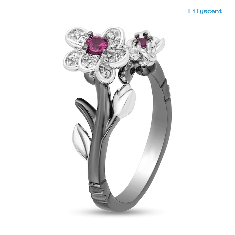 [LS] Berlian Imitasi Plum Blossom Bunga Wanita Kalung Telinga Stud Anting Cincin Jari