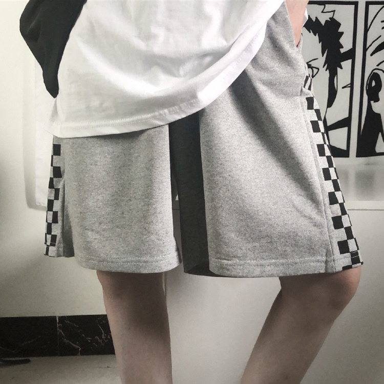GO! CP971 Celana pendek polos pria wanita motif kotak samping short pants men sport olahraga santai olahraga