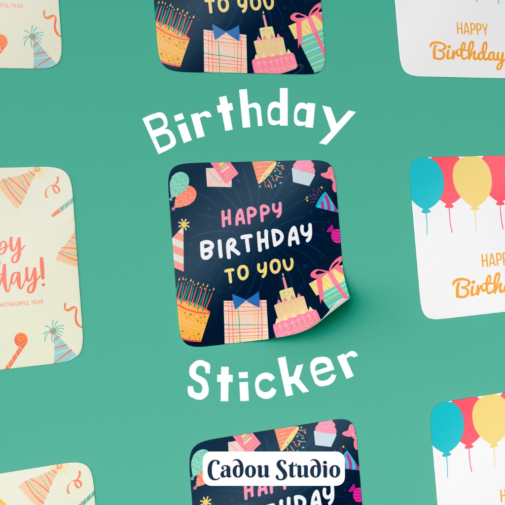 

Sticker Stiker Kotak / Segel Toples Parcel Kue Hampers Kado / Seal Jar glossy Ulang Tahun Birthday Anak Murah [B01]