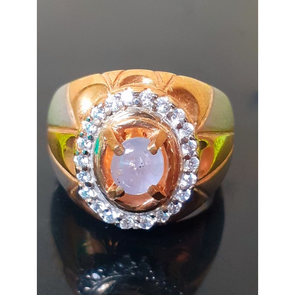 natural [STAR BLUE SAPPHIRE SRILANKA NO HEAT MEMO] safir star emban ring pria wanita cincin diraff p