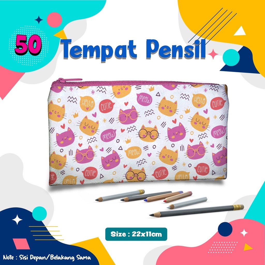 

Tempat Pensil CAT CUTE Kode.50 Pencil Case Dompet Pouch Kostak Kotak Custom nama dan foto