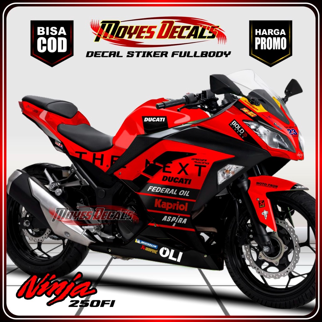 Striping Decal Ninja 250 FI Stiker The Next GP Merah Full body