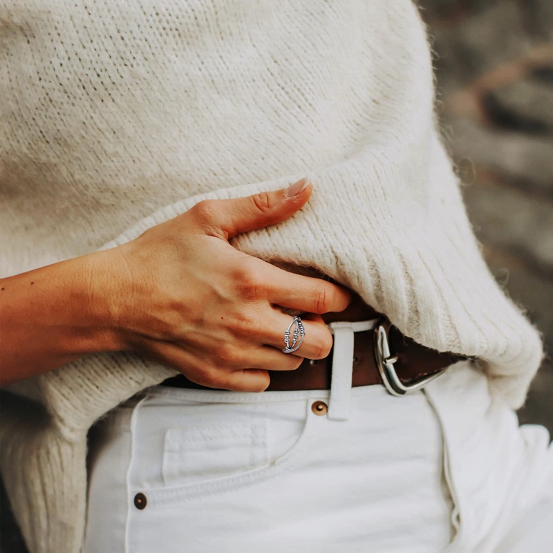 Cincin Kecemasan Pembukaan Yang Dapat Disesuaikan Fidget Ring Dengan Manik Perhiasan Penghilang Stres Cincin