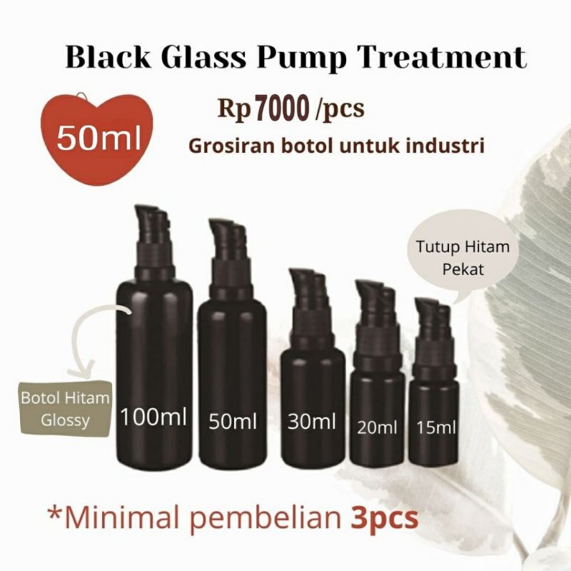 Botol Hit Skincare Botol Pump Hitam Botol Kaca 50ml Pump Hitam