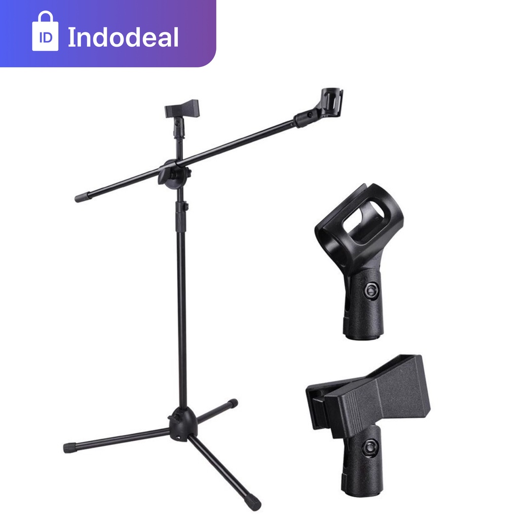 Stand Mic lantai + holder hp tripod