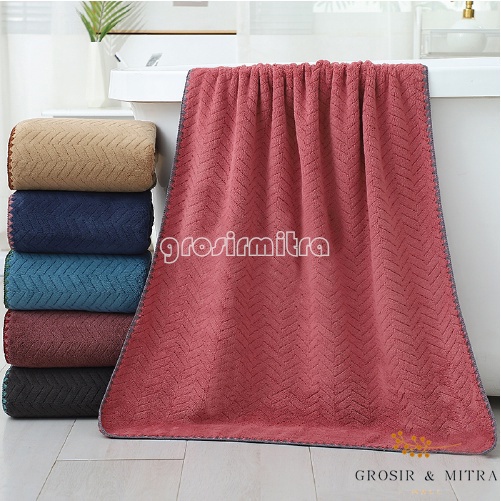 Handuk Mandi Handuk Dewasa Unisex Perlengkapan Kamar Mandi Handuk Microfiber Lembut Daya Serap Tinggi Ukuran Tanggung 50X100cm GJJ Embos Zigzag