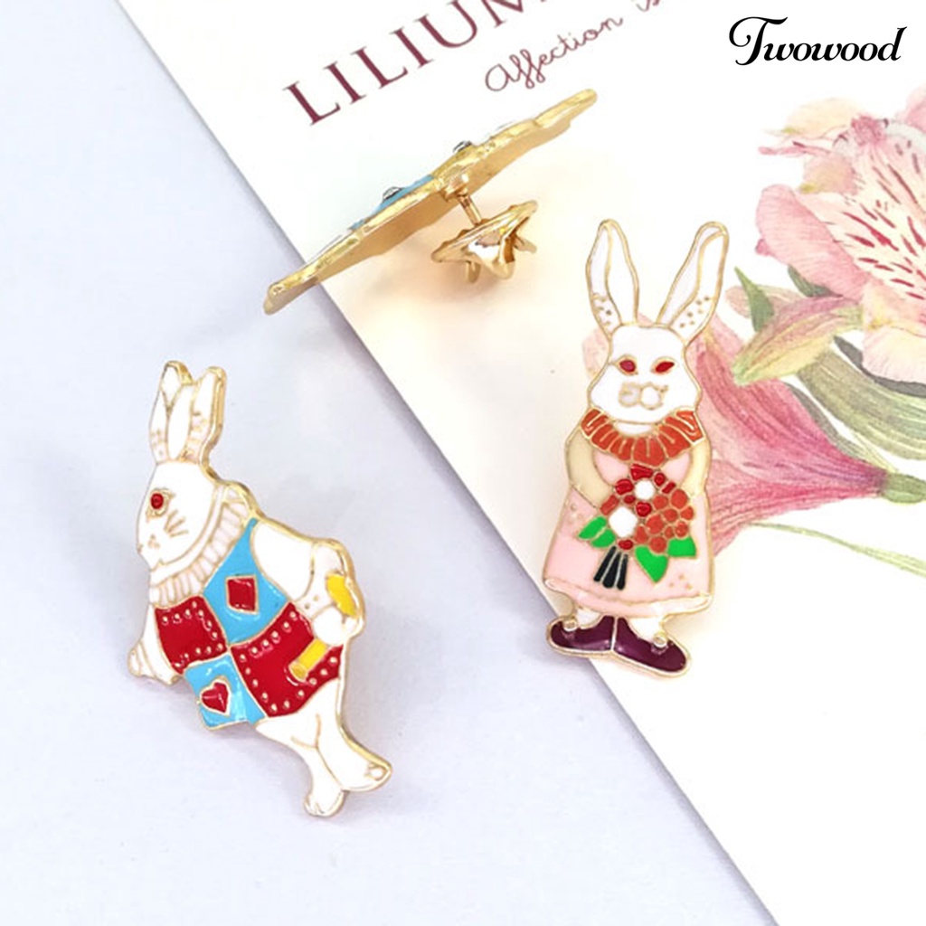 Twowood Mini Bentuk Kelinci Indah Bunny Kerah Bros Lapel Pin Aksesoris Ransel