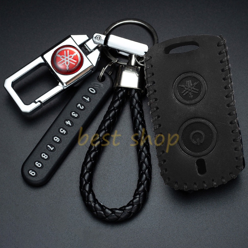 Case Kunci Motor Yamaha y15zr Nmax y16 Xmax y16zr Remote Key Leather Case Cover Dengan Gantungan Kunci