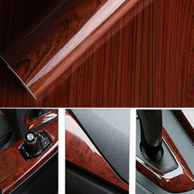 TERMURAH Stiker Vinyl Glossy Serat Kayu Dashboard Interior Mobil Avanza