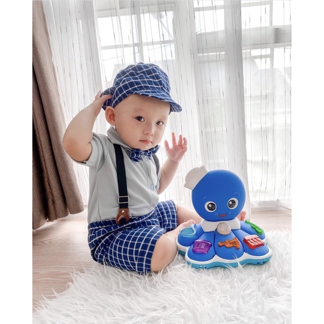 setelan jumper anak laki laki anchor dan burberi autumn suspender 0 6 12 bulan romper jumper set baju bayi laki-laki baru lahir romper newborn baju kodok laki laki