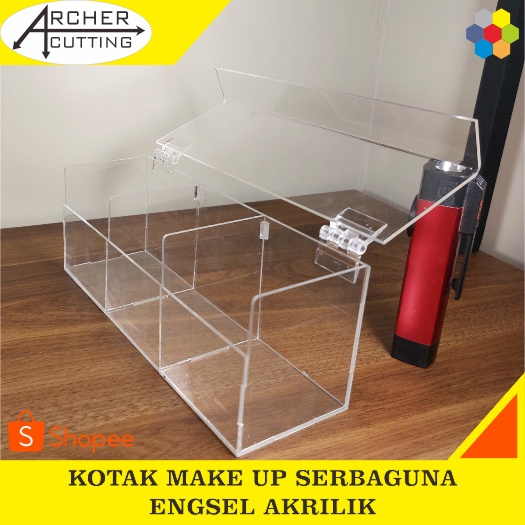 ORGANIZER KOTAK MAKE UP KOTAK TEH KOTAK BOX SERBAGUNA TUTUP L ENGSEL AKRILIK