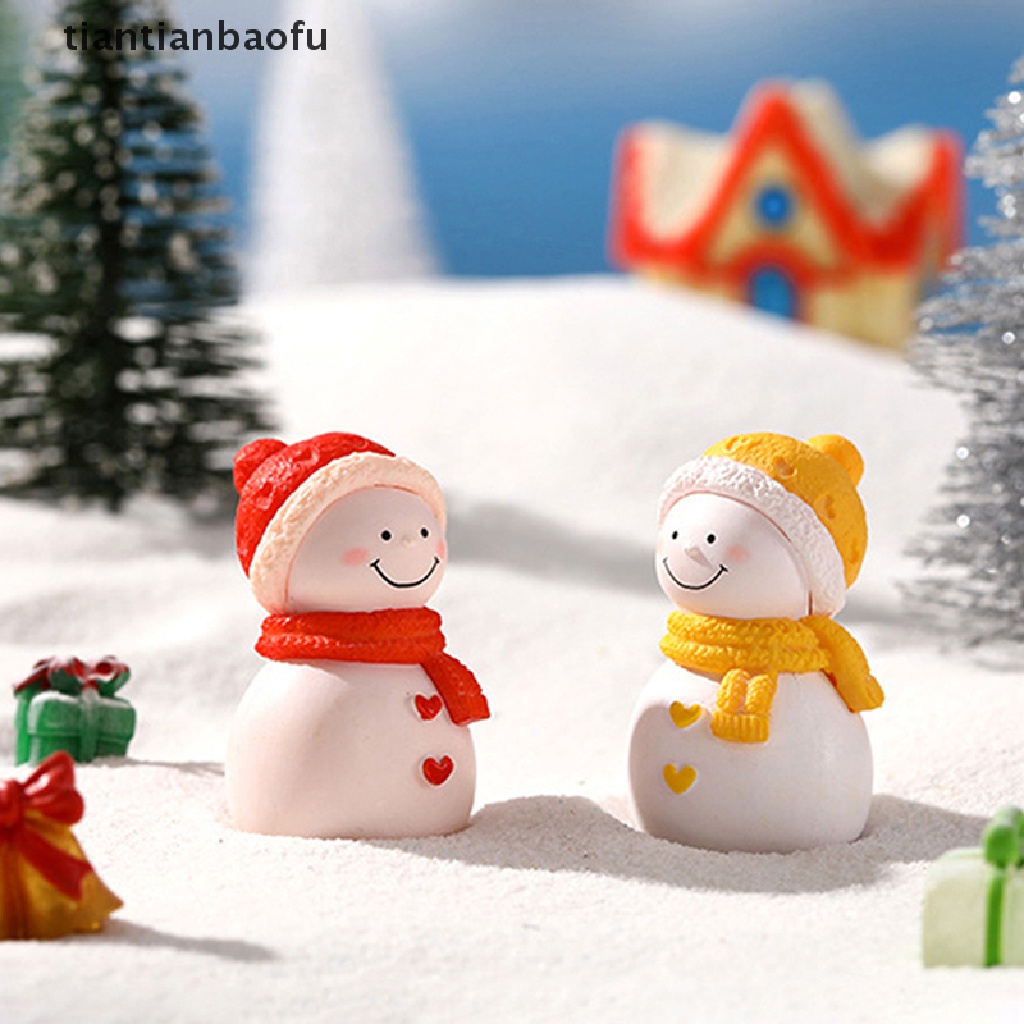 [tiantianbaofu] Rumah Boneka Snowman Syal Miniatur Natal Dekorasi Ornamen Mikro Landscape Decor Butik