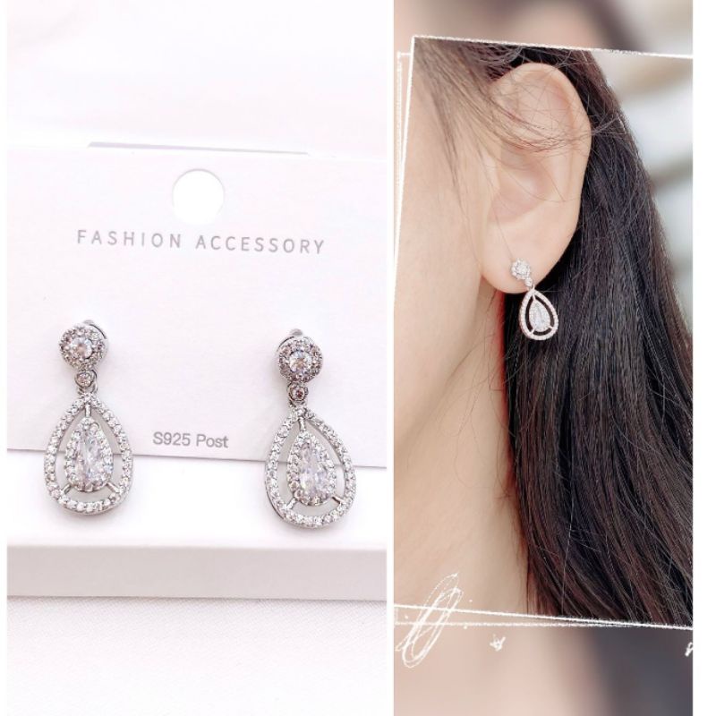 Anting Silver925 perak anting silver Anti Karat anti alergi anting premium berlian kilap N-61