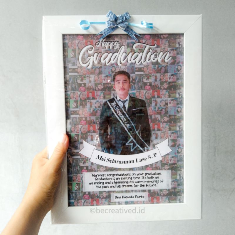 Bingkai Foto Mozaik Bingkai Wisuda Happy Graduation A4 Kado Wisuda