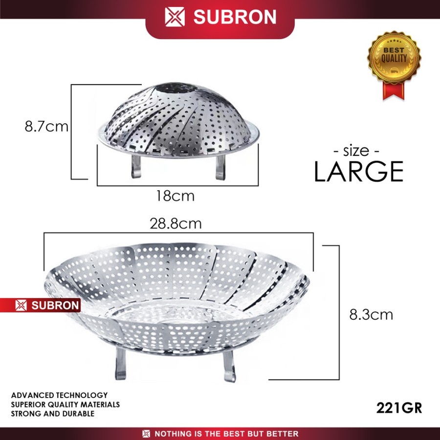 Alat Kukus Steamer Lipat Teratai Lotus Stainless Steel Baki Uap - SUBRON