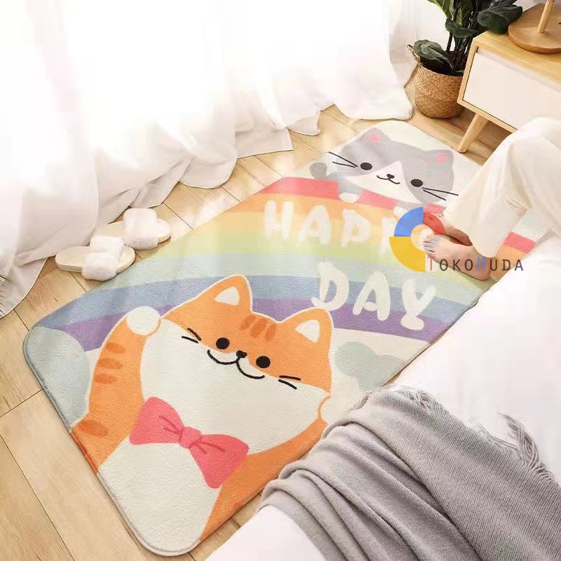 TOKOMUDA Karpet Carpet Bulu Keset Cashmere Aesthetic Anti slip 120x50cm Motif Unik Keset Kamar Ruang