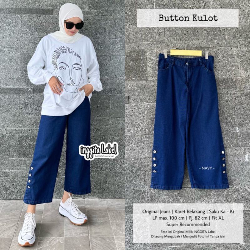 BUTTON KULOT BY INGGITA LABEL / CELANA KULOT JEANS WANITA / Celana jeans muslimah premium 2023