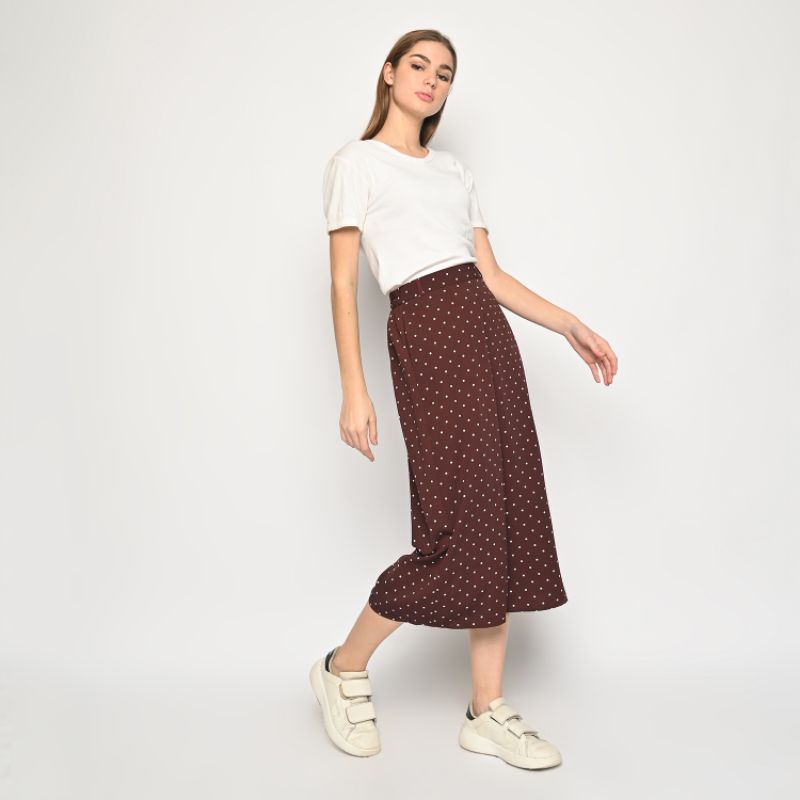 Kulot Polka Cokelat - Celana Panjang Wanita - Cullote Pant PA6/PA8