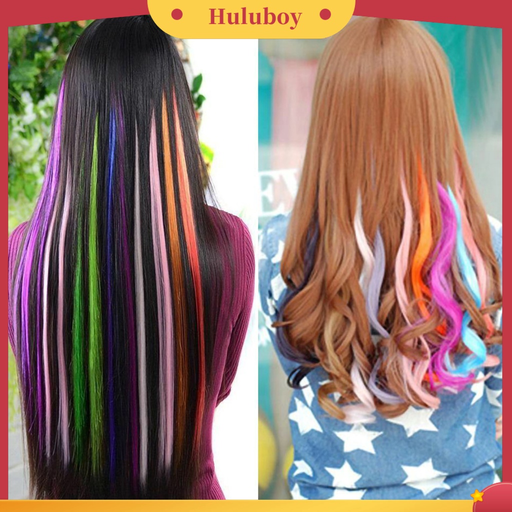 Wig Rambut Extension Model Panjang Tahan Panas Warna-Warni Untuk Wanita